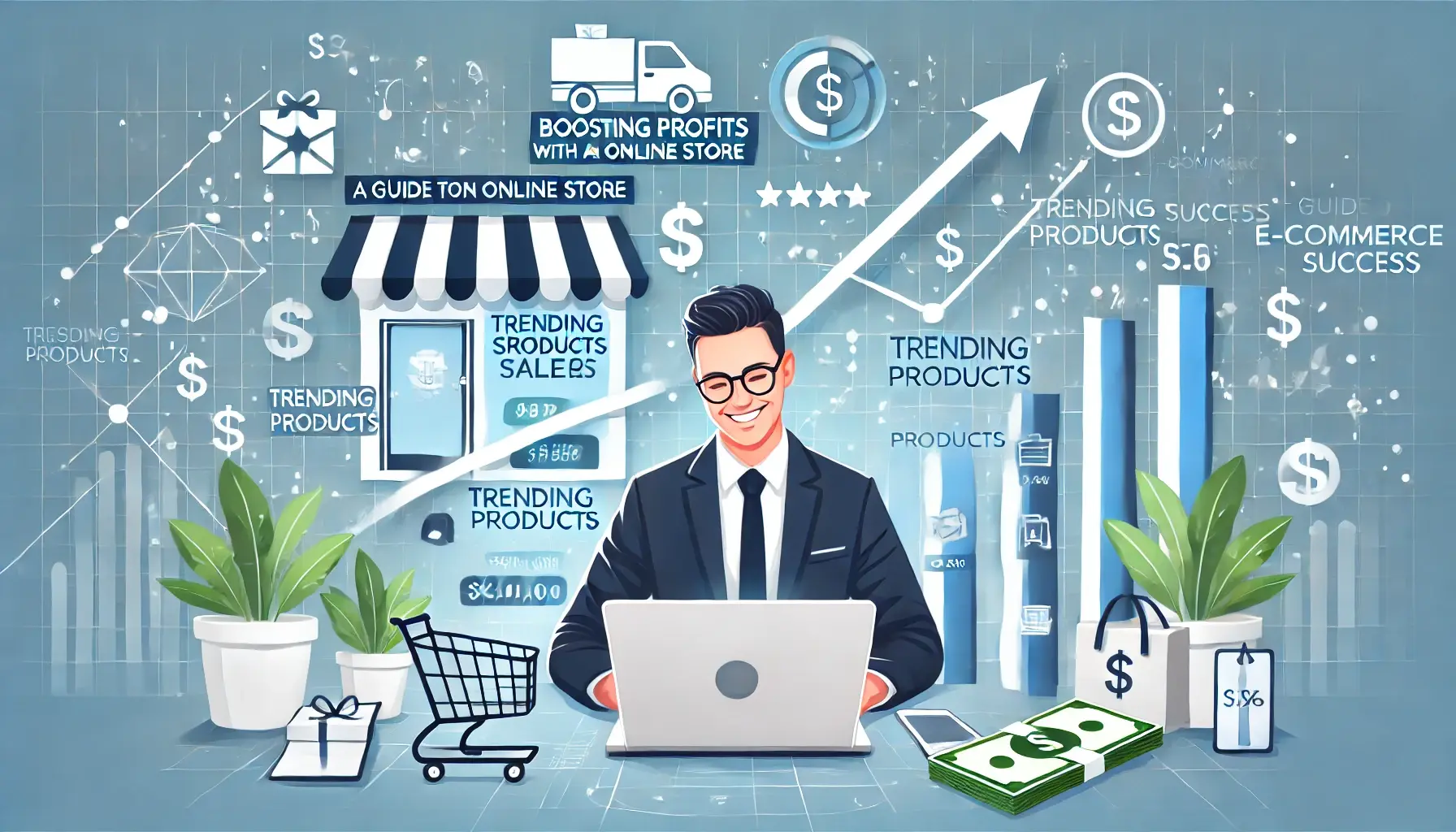 E-commerce success and profit growth illustration